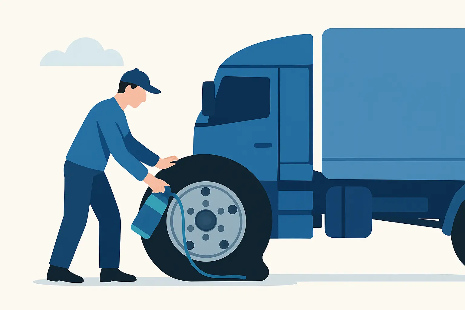 Punkteringsvätska till lastbil som sparar stillestånd