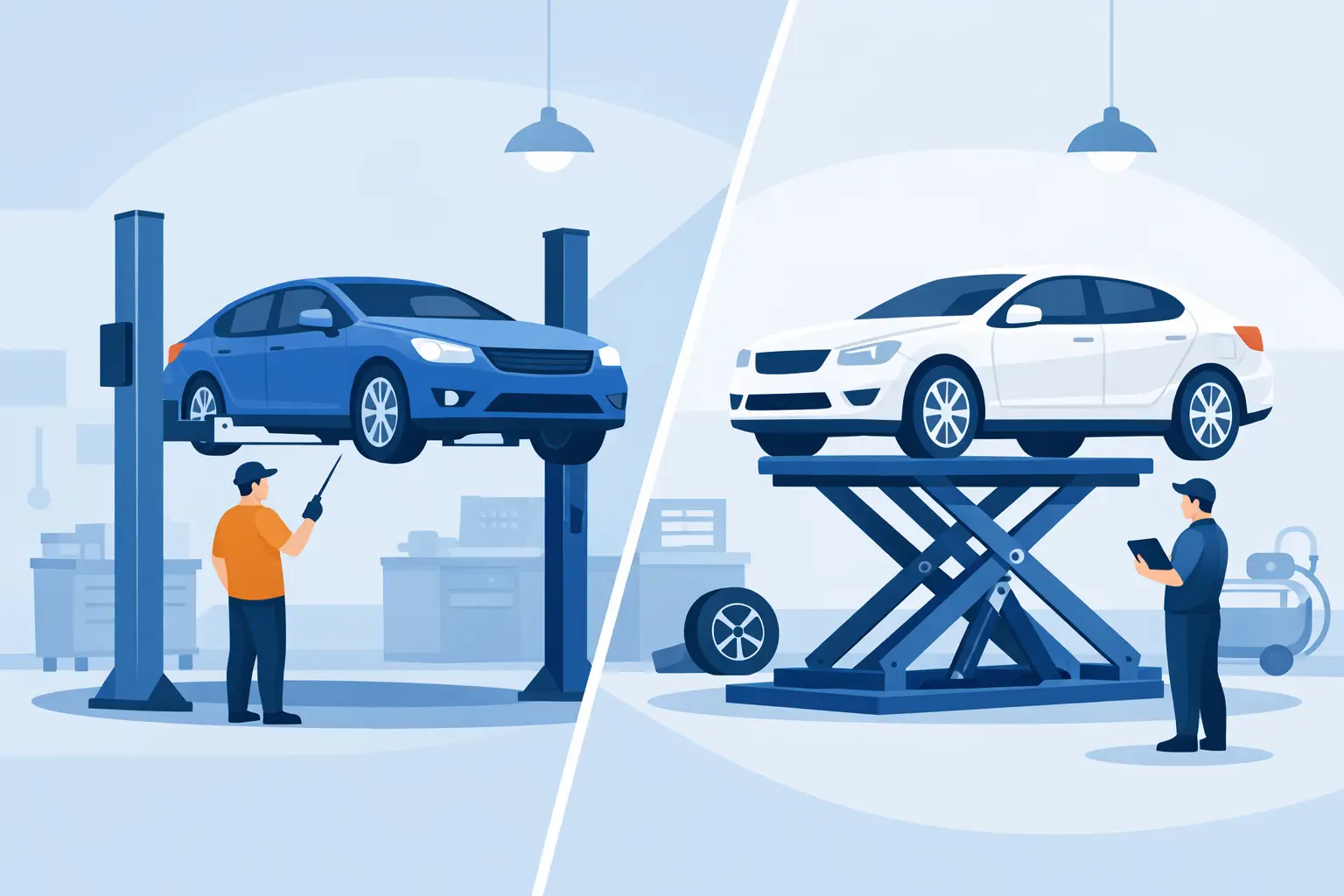 Tvåpelarlyft vs saxlyft i verkstad