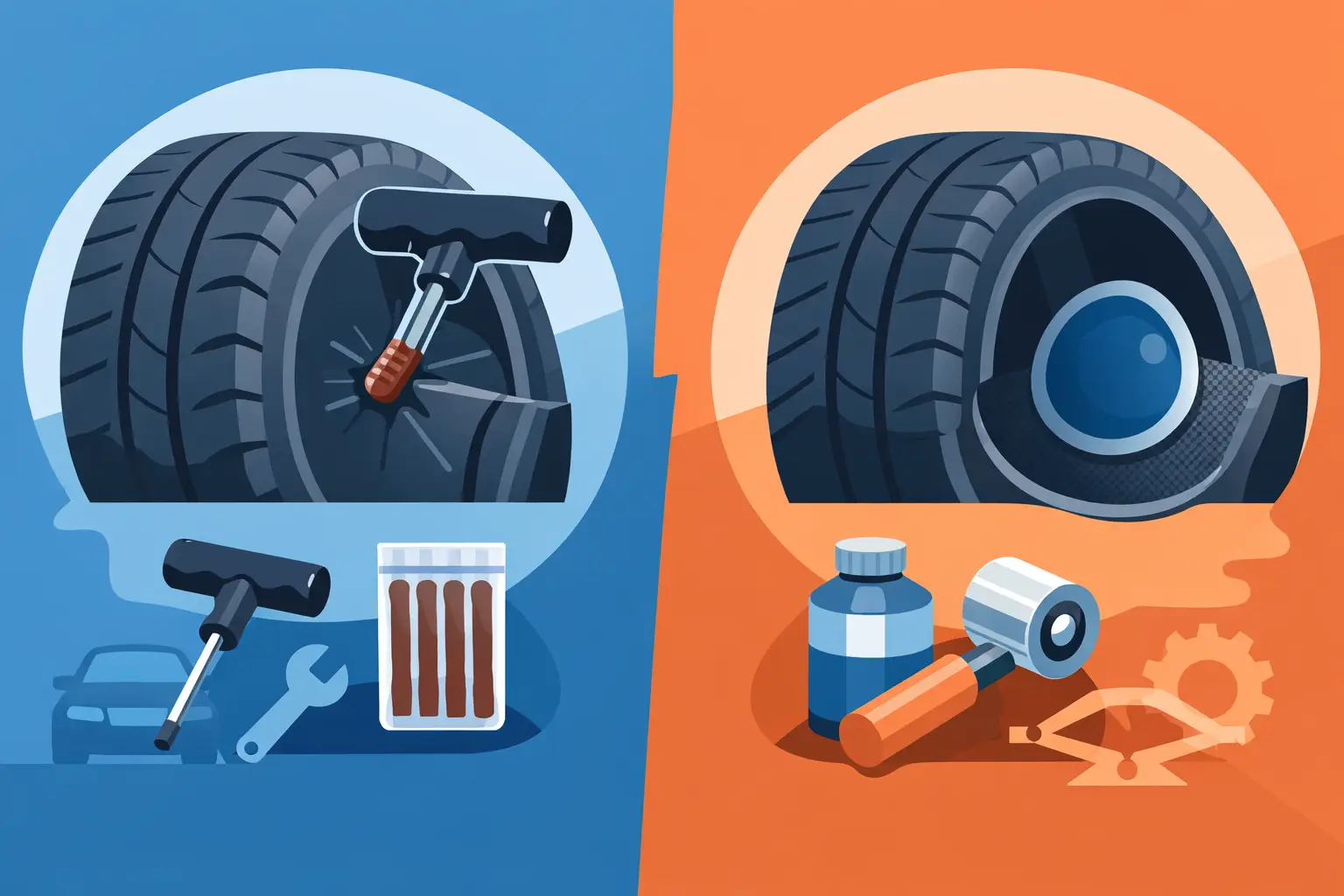 Däckreparation plugg eller lapp - jämförelse