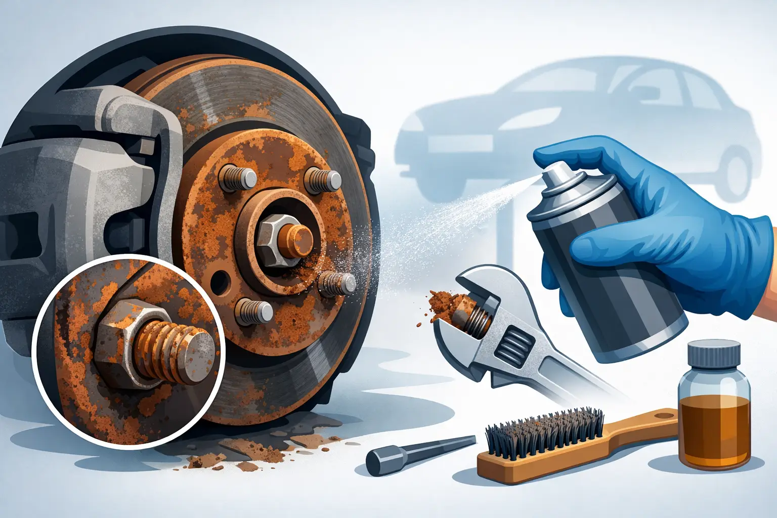 Hur löser man fastrostade bromsdelar utan värme?