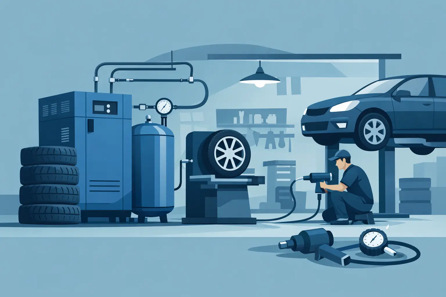 Kompressor dimensionering till däckverkstad