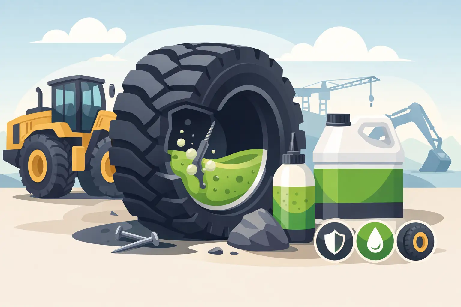 Punkteringsvätska för entreprenadmaskin - hur väljer man?