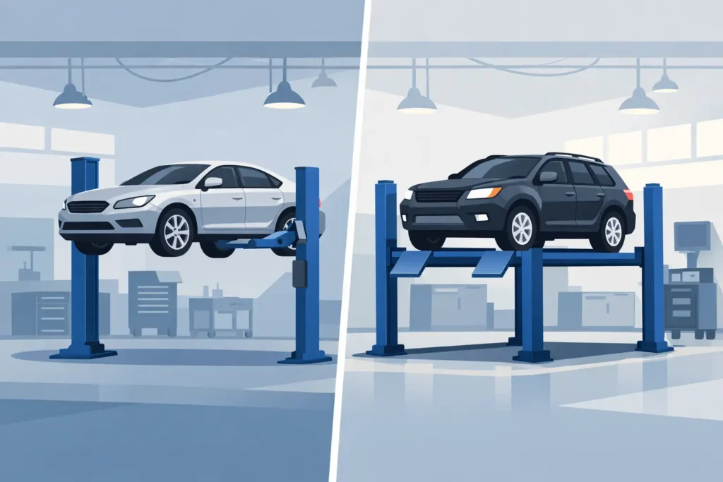 Tvåpelarlyft vs fyrpelarlyft för servicehall