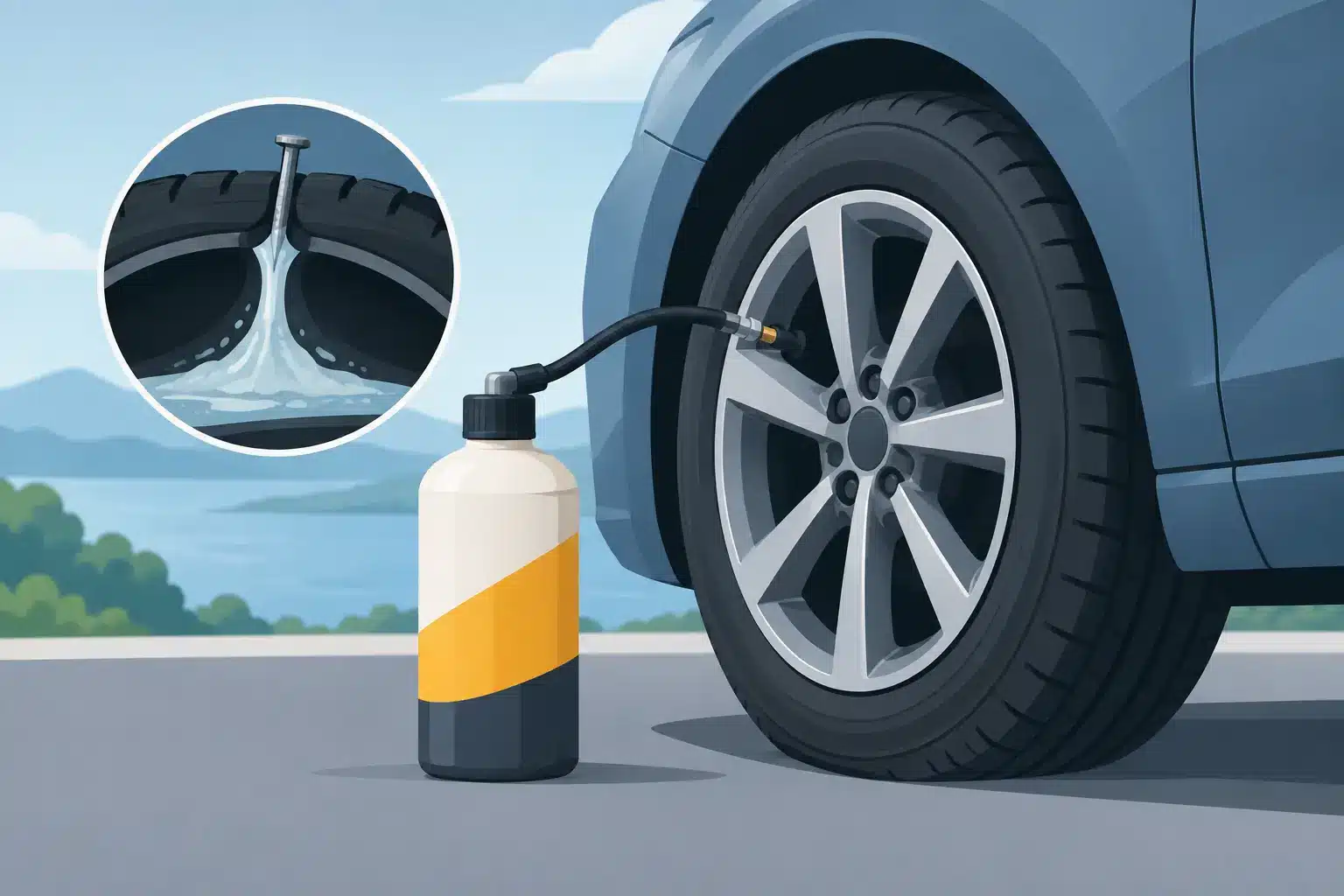 Skadar punkteringsvätska fälgen på bilen?